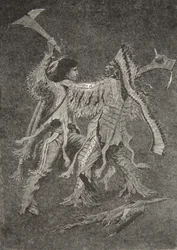 Allora iniziò la più grande battaglia, che il sole avesse mai visto, da Il canto di Hiawatha di Henry Wadsworth Longfellow (1807-82), pub. da George G. Harrap e Company Ltd., 1911